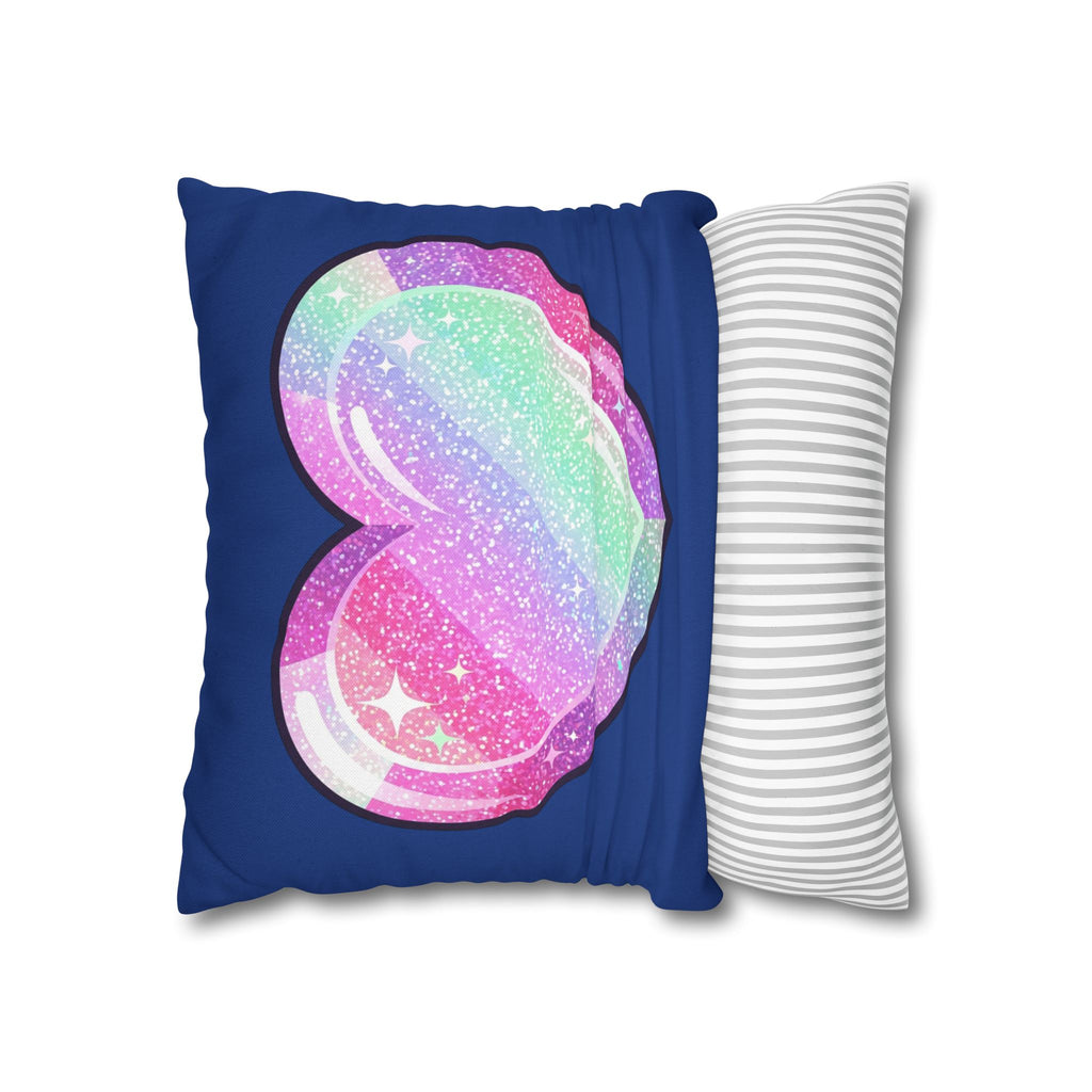 Pastel Glitter Heart Pillowcase Spun Polyester Square Pillowcase- Navy