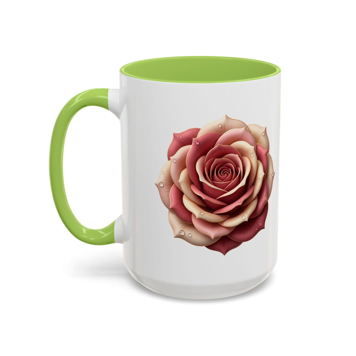 Rose Waterdrop Accent Coffee Mug — Floral 11/15oz