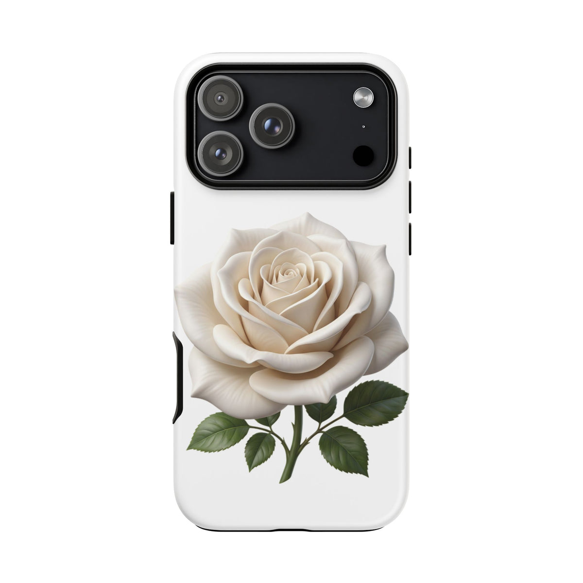 White Rose Tough Phone Case – Elegant Floral Protective Cover