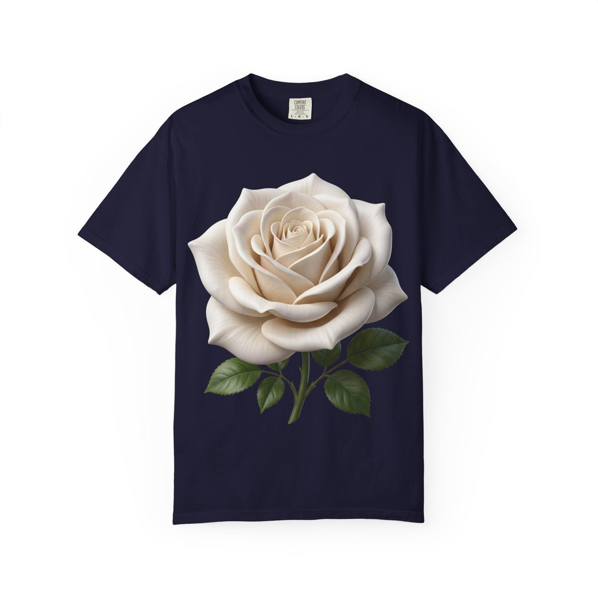 White Rose T-Shirt — Realistic Vintage Floral Tee