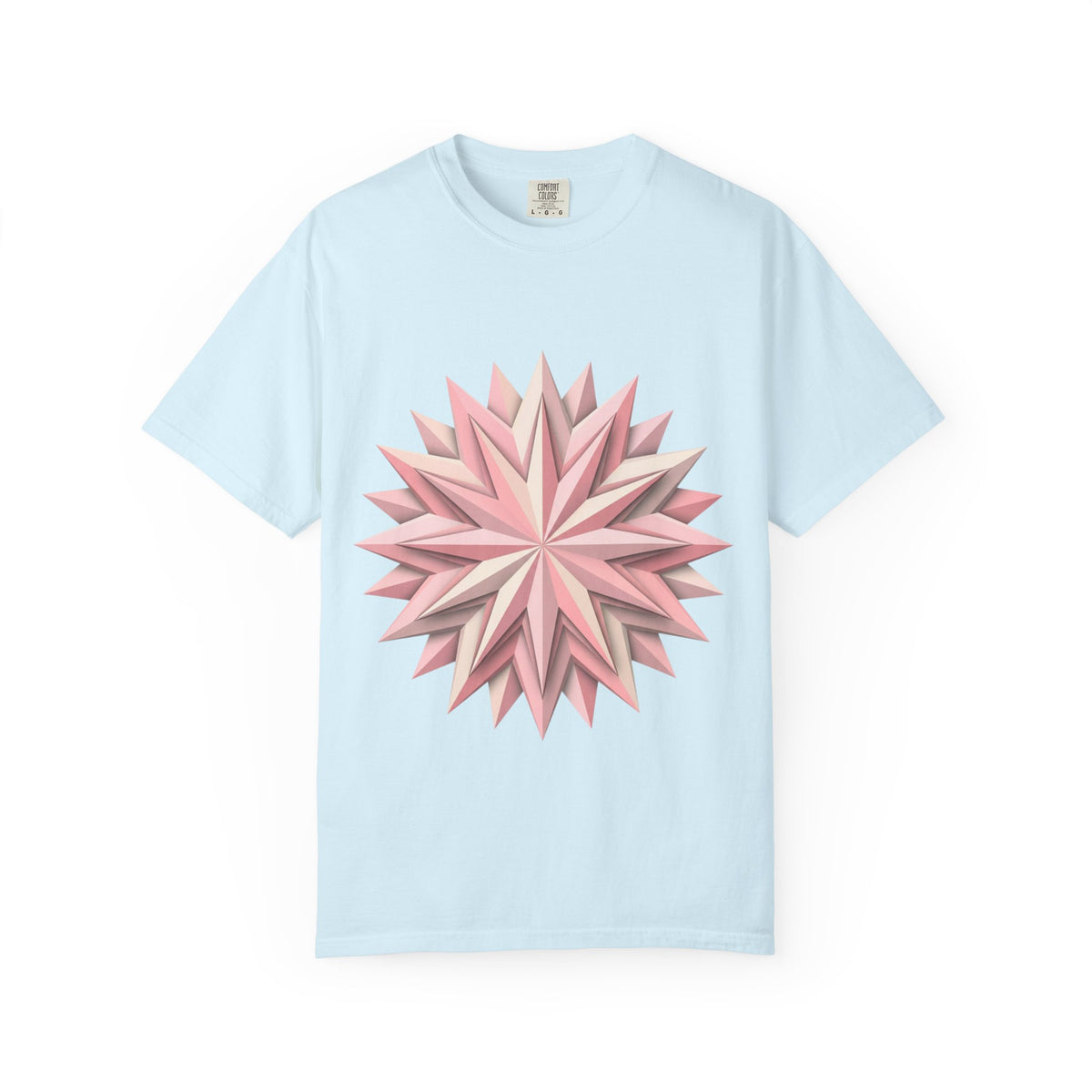Geometric Rose Star T-Shirt — Pink 3D Origami Floral Tee