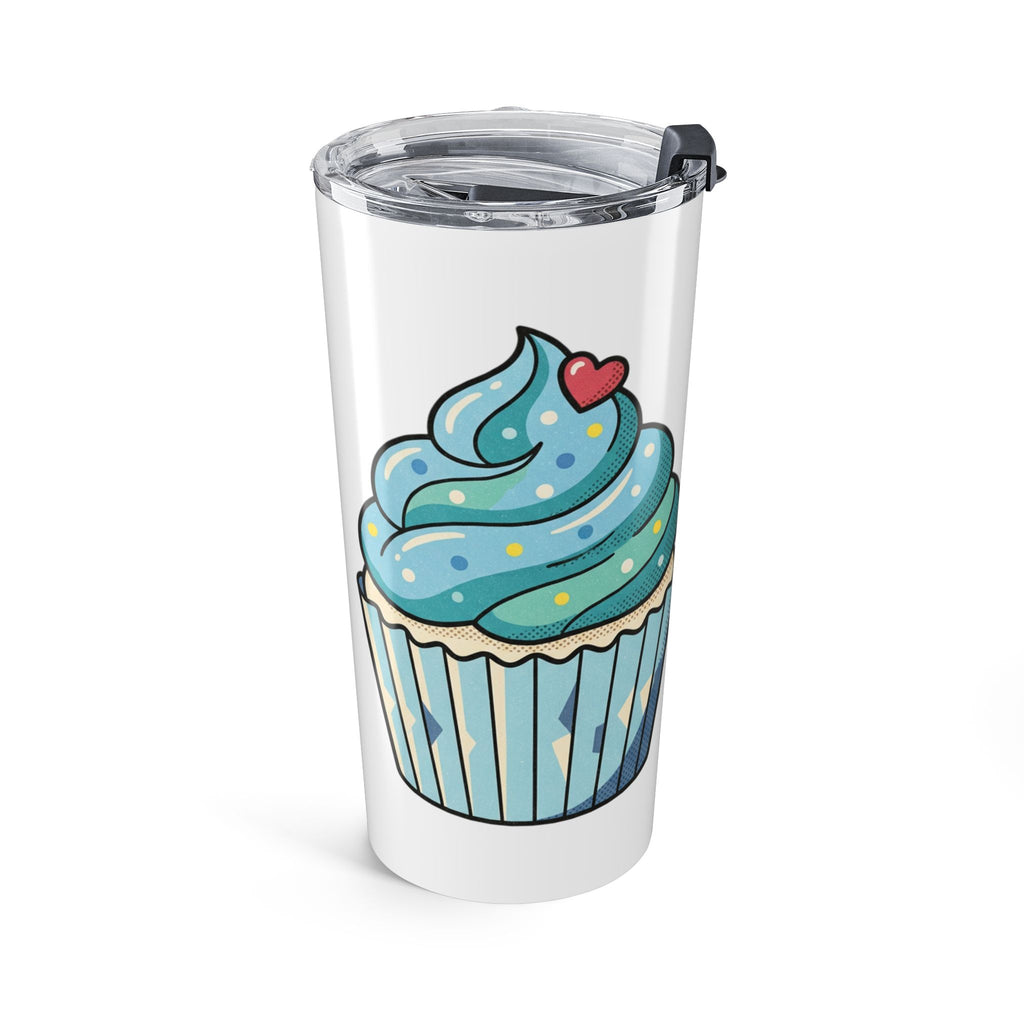 Cupcake Stainless Tumbler 20oz – Blue Frosting Travel Mug- White