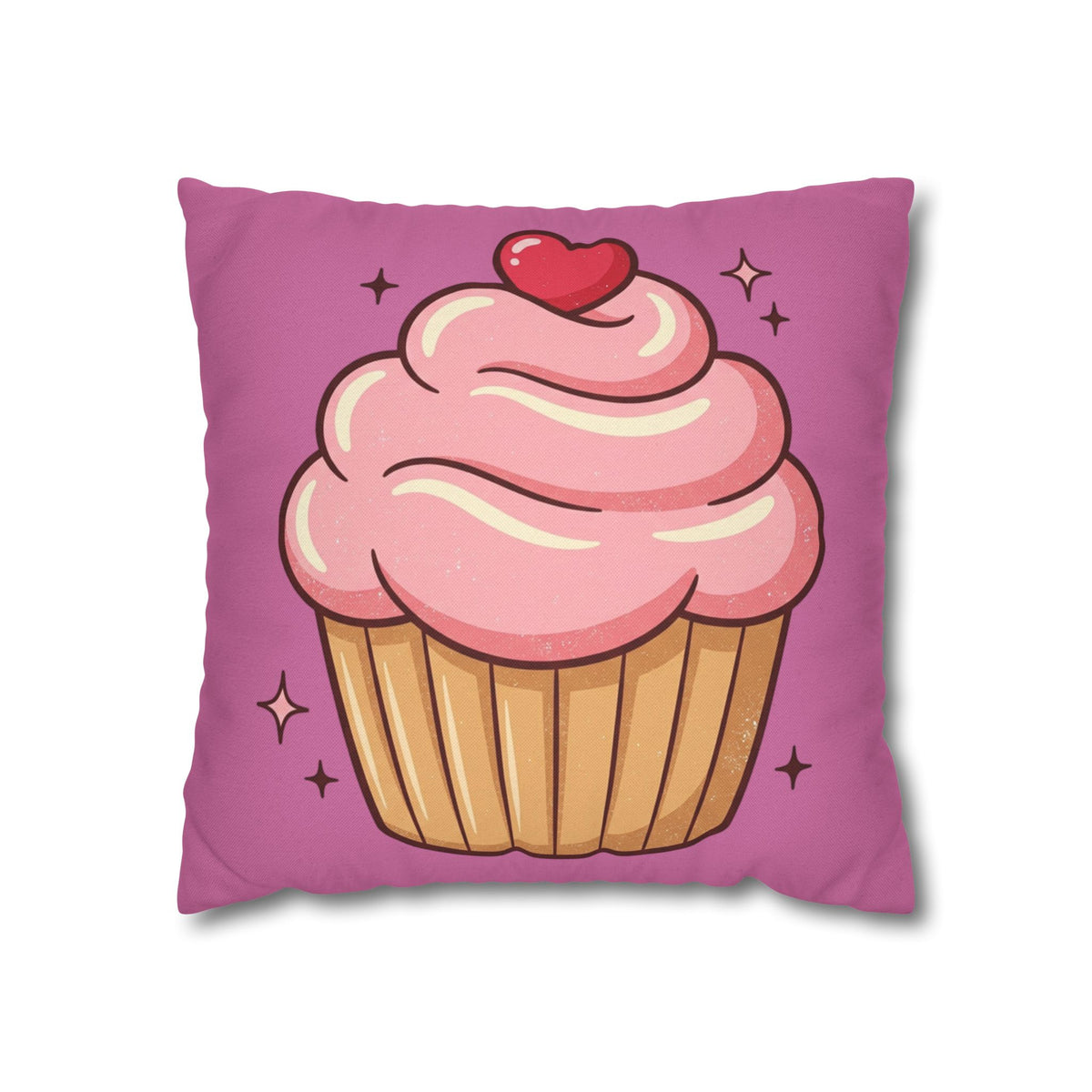 Pink Cupcake Spun Polyester Square Pillowcase- Light Pink