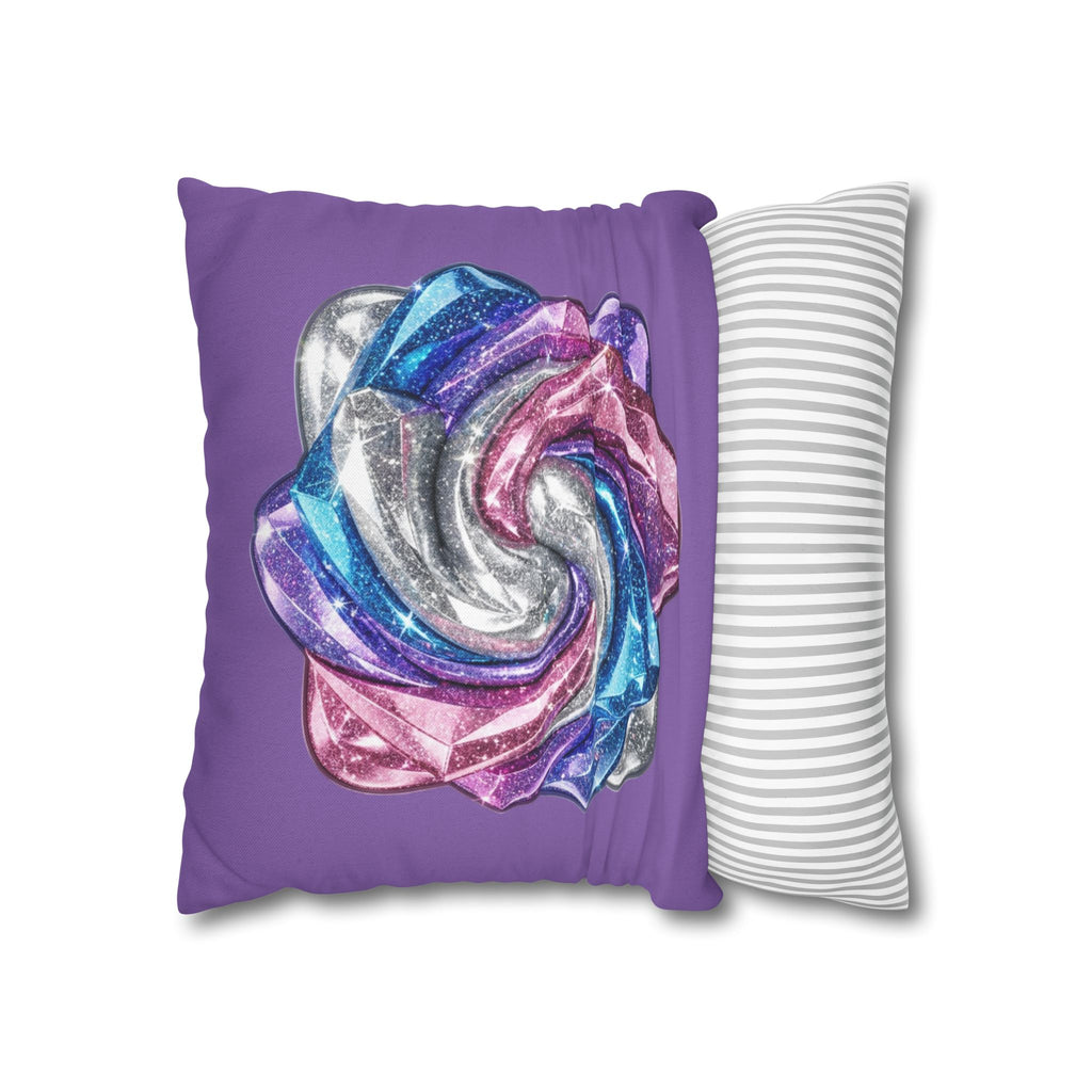 3D Glitter Design Light Purple Spun Polyester Square Pillowcase