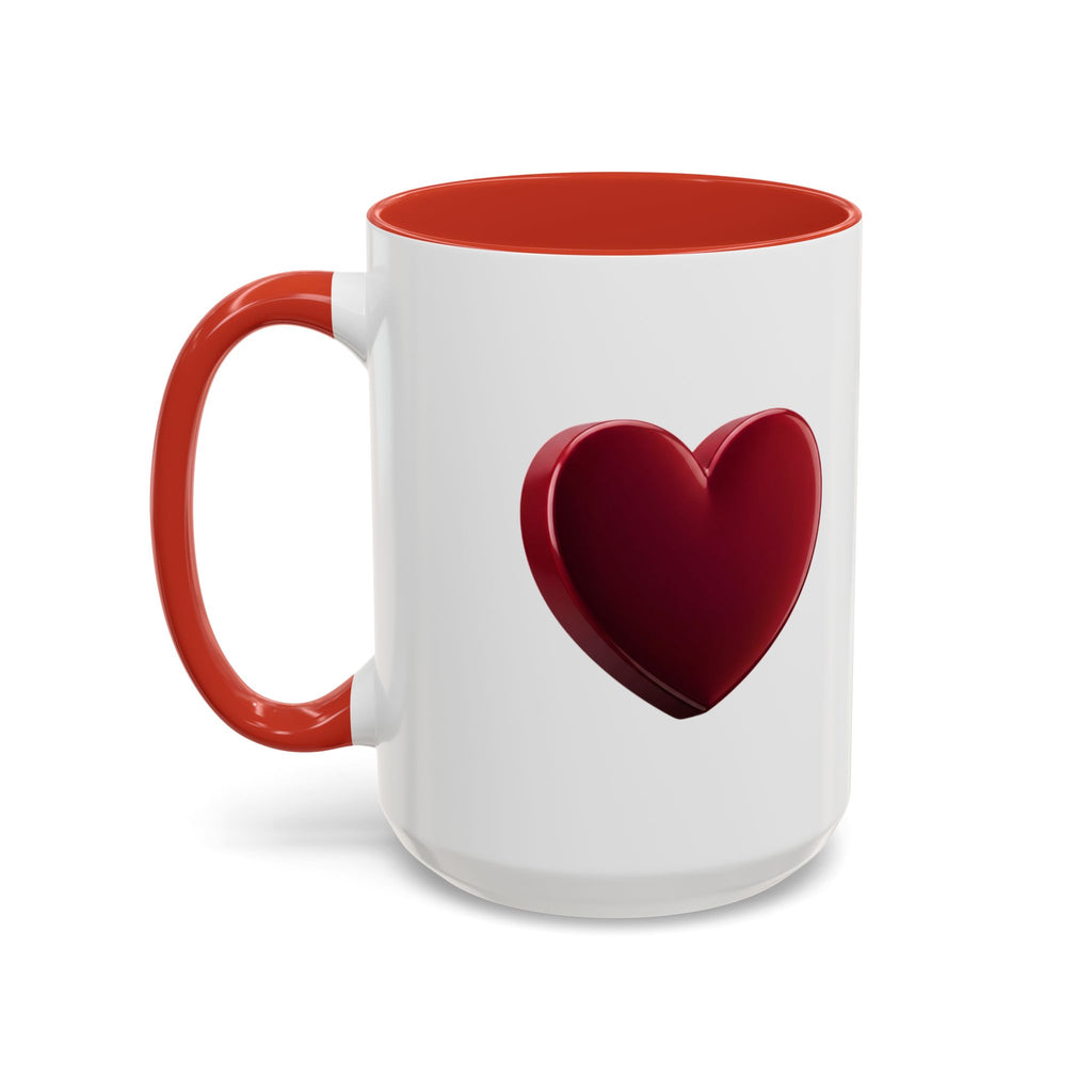 Heart Accent Coffee Mug – Red 3D Heart Design, Valentine’s Day Gift