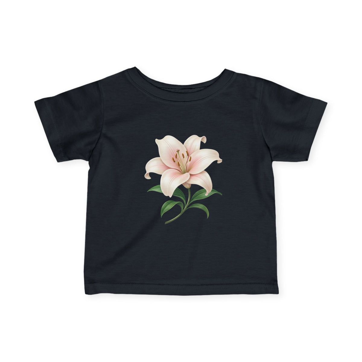 Infant Tee with Soft Pink Lily Floral Print — Baby Girl Spring Outfit