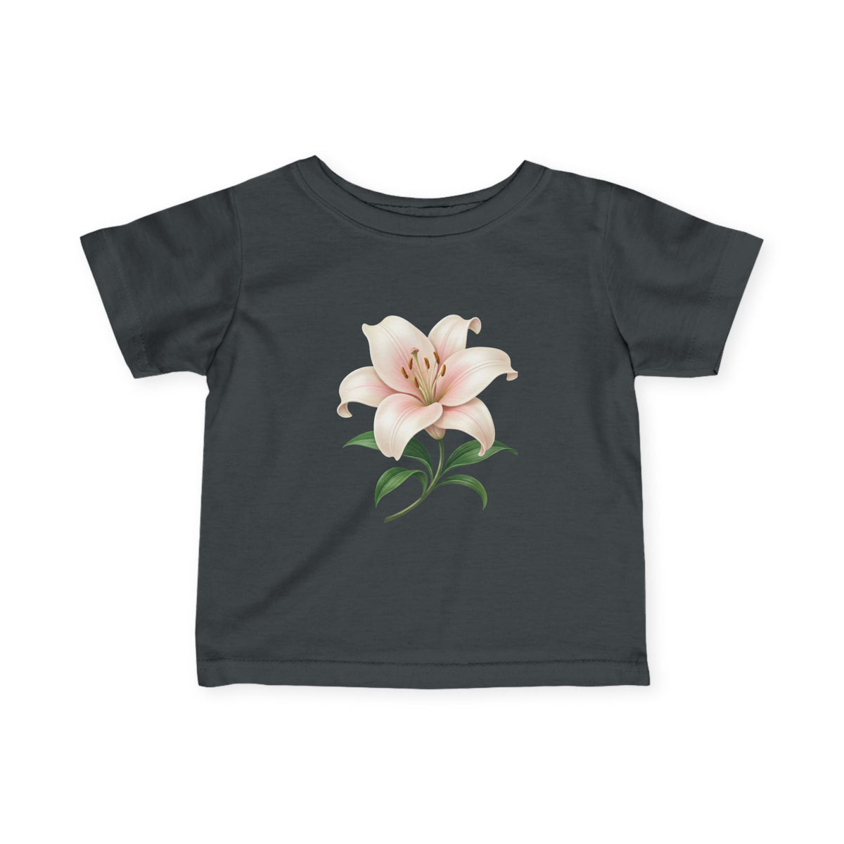 Infant Tee with Soft Pink Lily Floral Print — Baby Girl Spring Outfit