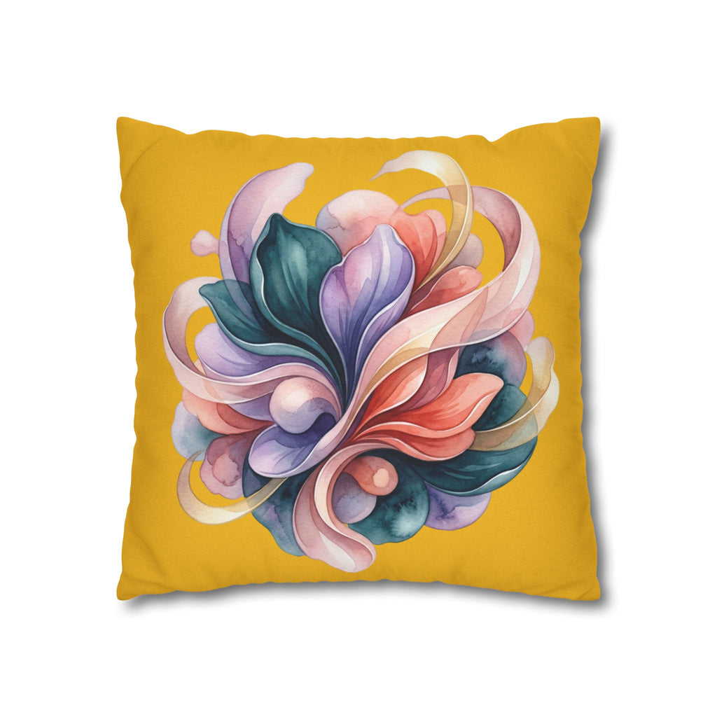 Floral Swirl Decorative Pillowcase — Vibrant Yellow Abstract Flower Accent
