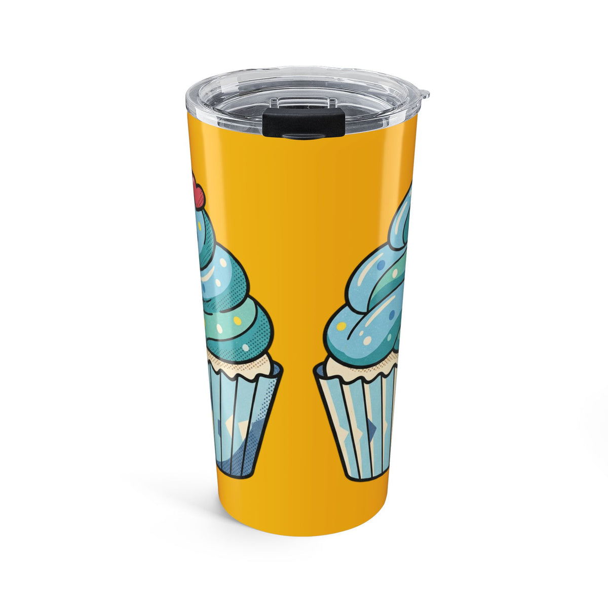 Cupcake Pattern 20oz Tumbler Yellow – Colorful Dessert Travel Mug