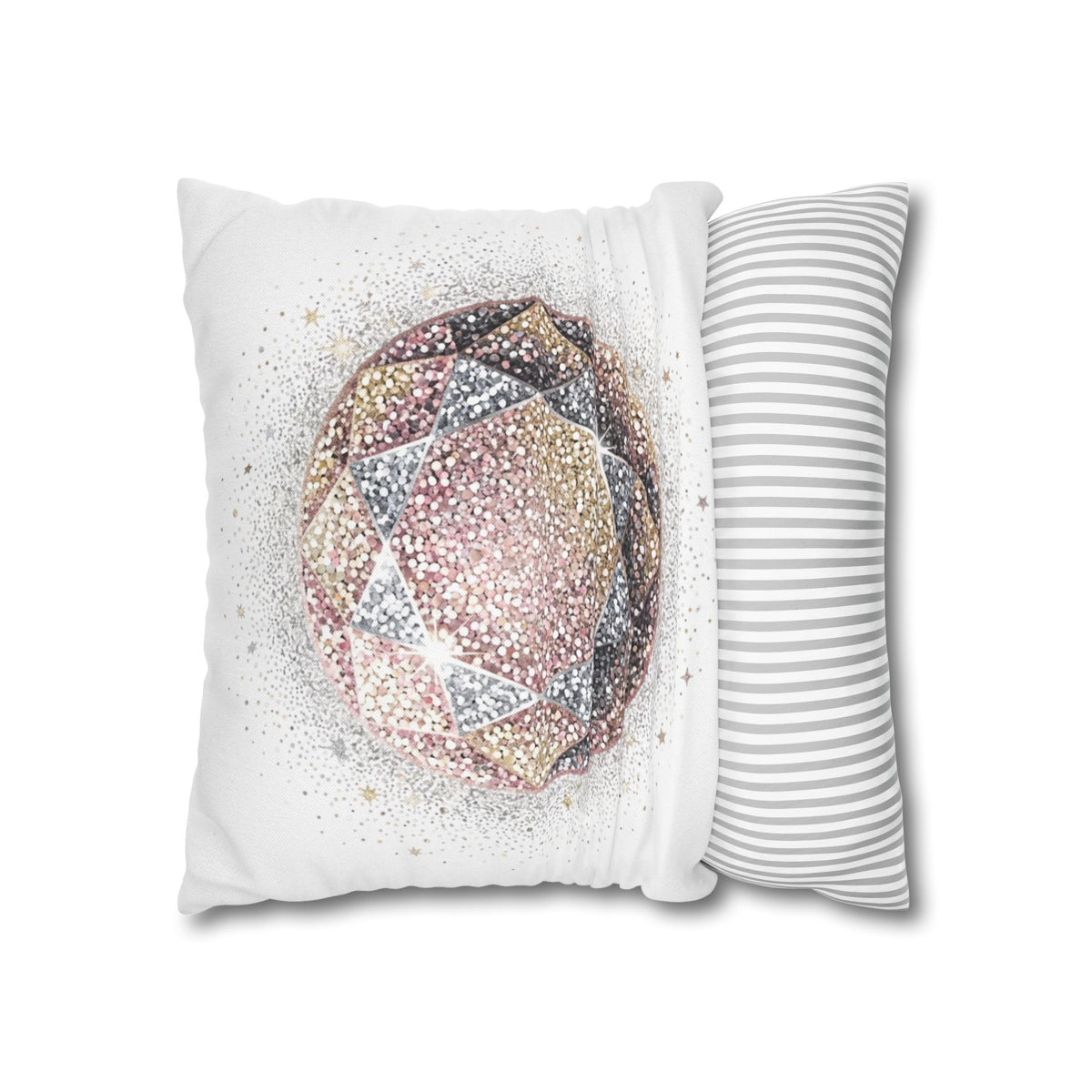Glittery Spun Polyester Square Pillowcase- White