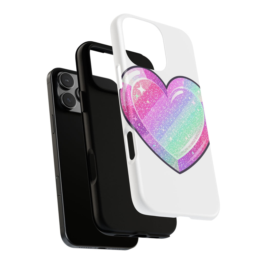 Pastel Glitter Heart Tough Phone Case — Cute Protective Phone Cover