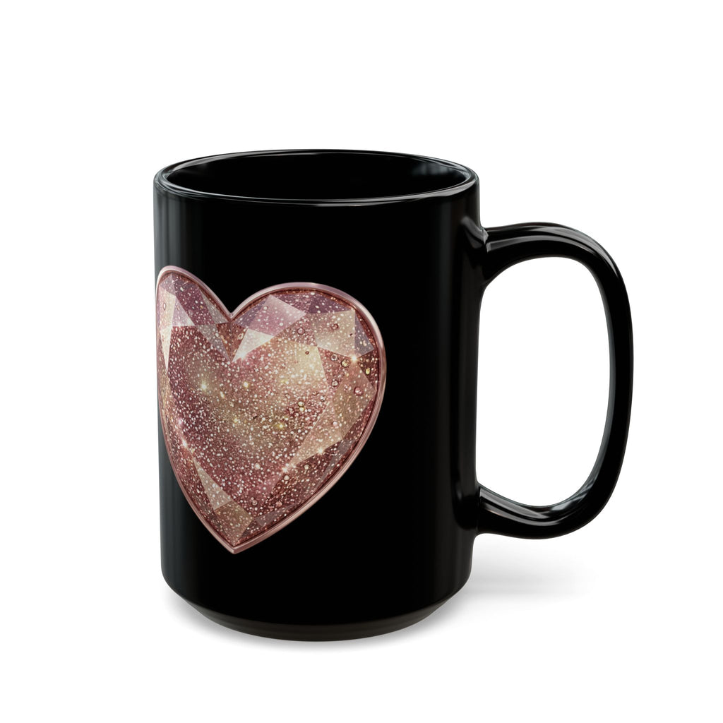 Rose Gold Heart Black Mug (11oz, 15oz)