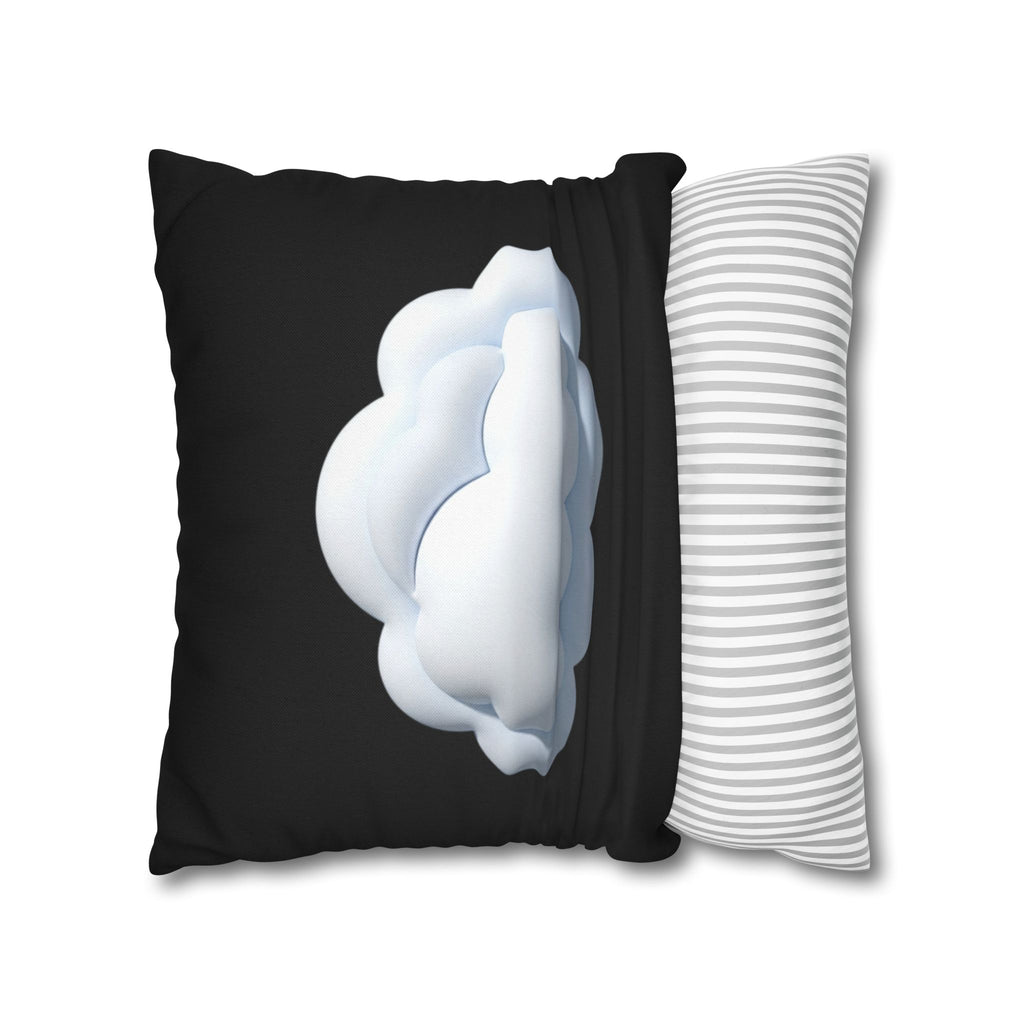 Cloud Graphic Black Pillowcase — Soft White Cloud on Black Decorative Pillow Cover