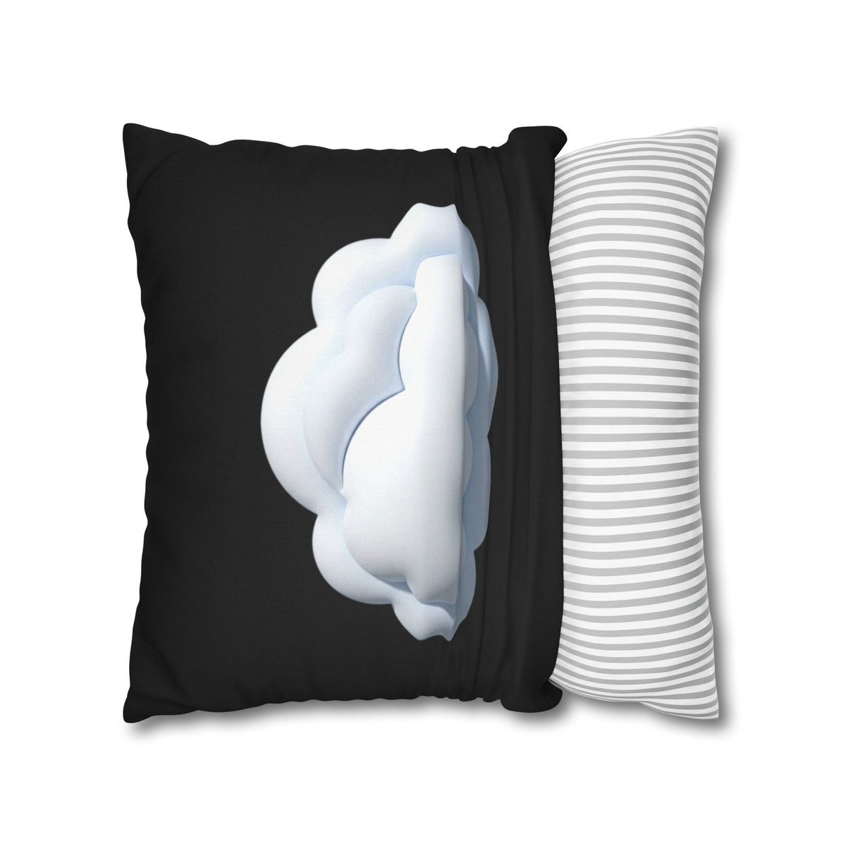 Cloud Graphic Black Pillowcase — Soft White Cloud on Black Decorative Pillow Cover