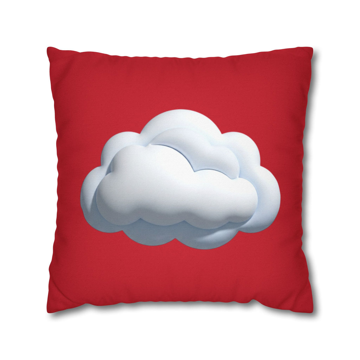 Cloud Graphic Dark Red Pillowcase — Cute White Cloud on Red Decorative Throw Pillow Cover