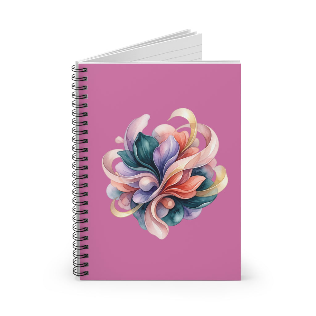 Floral Swirl Spiral Notebook — Pink Ruled Journal for Notes & Sketches