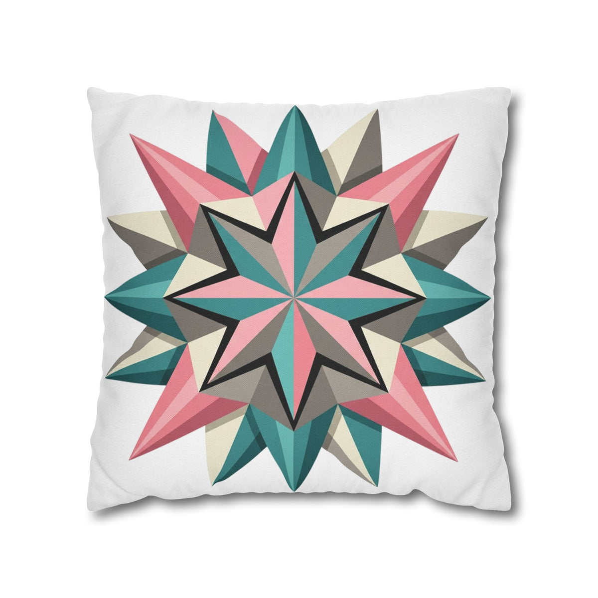 Geometric Starburst Throw Pillowcase — Pink Teal Modern Decorative Cushion Cover