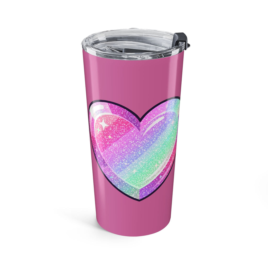 Pastel Glitter Heart Tumbler 20oz-Light Pink
