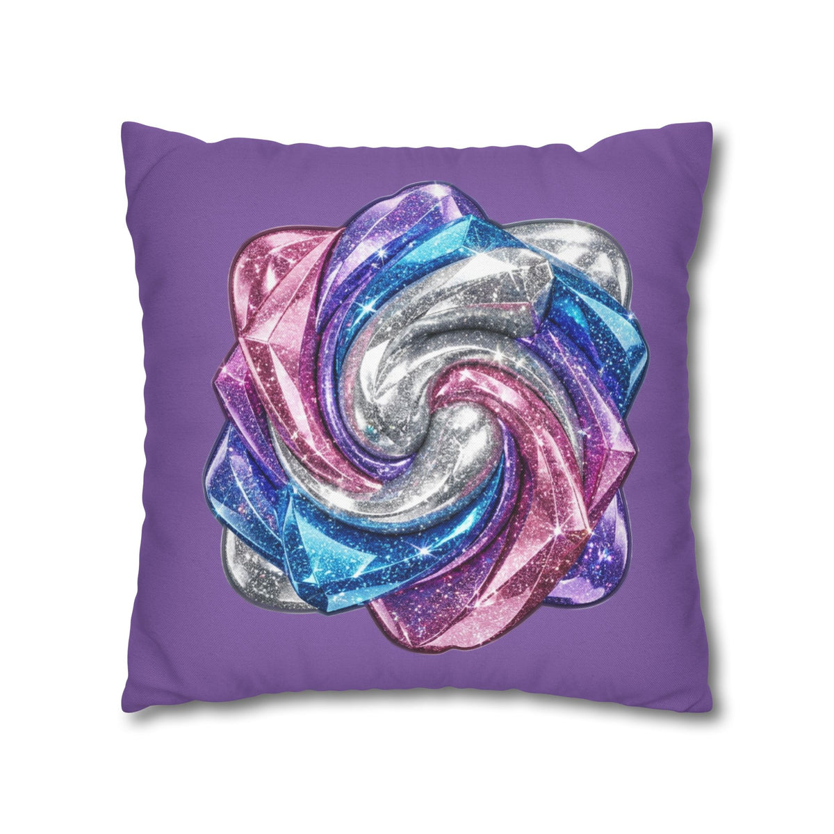 3D Glitter Design Light Purple Spun Polyester Square Pillowcase