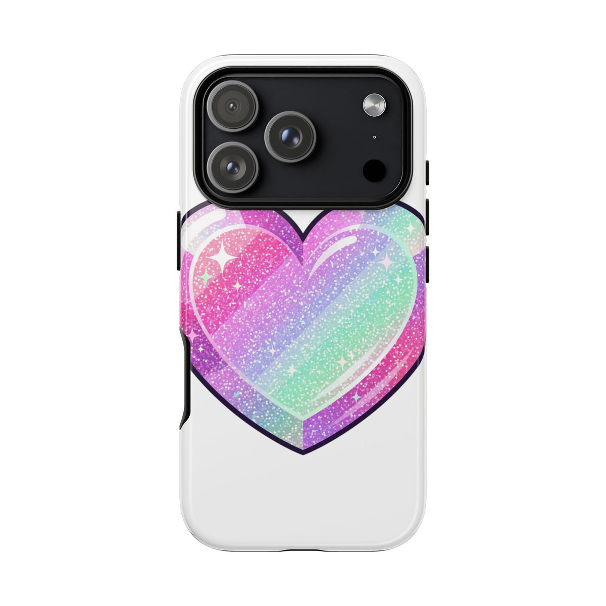 Pastel Glitter Heart Tough Phone Case — Cute Protective Phone Cover