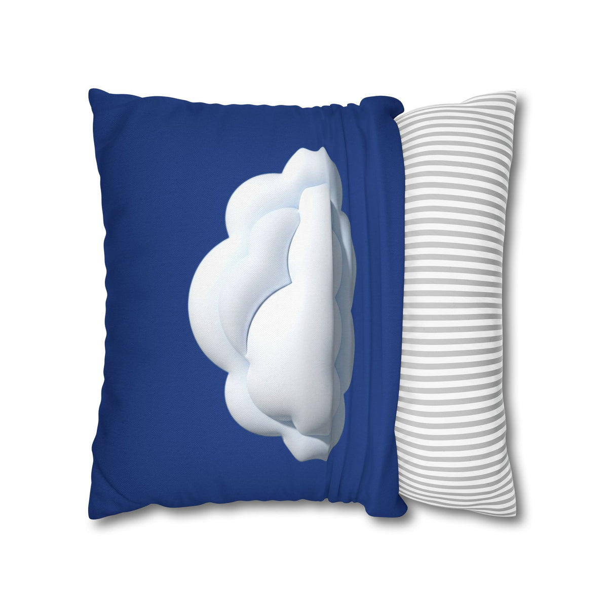 Cloud Navy Pillowcase – Soft White Cloud Design on Blue Square Pillow