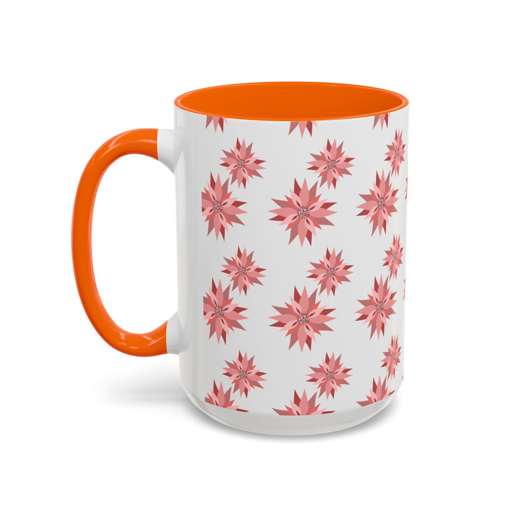 Pink Geometric Floral Accent Coffee Mug — 11/15oz