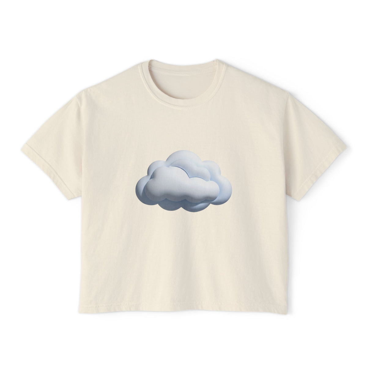 Cloud Graphic Boxy Tee — Minimal Cloud Illustration Women’s Cropped T-Shirt