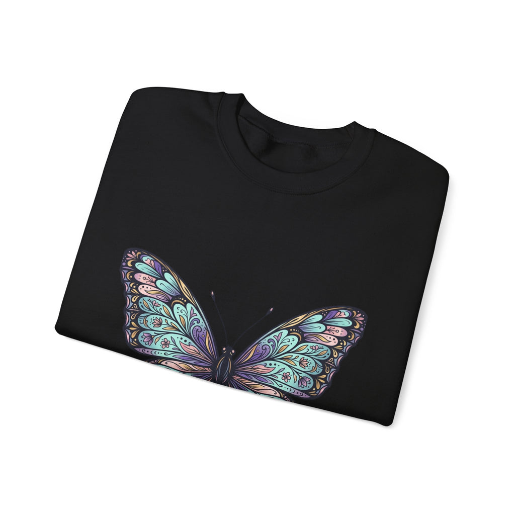 Butterfly Crewneck Sweatshirt – Teal Purple Watercolor Wing Design