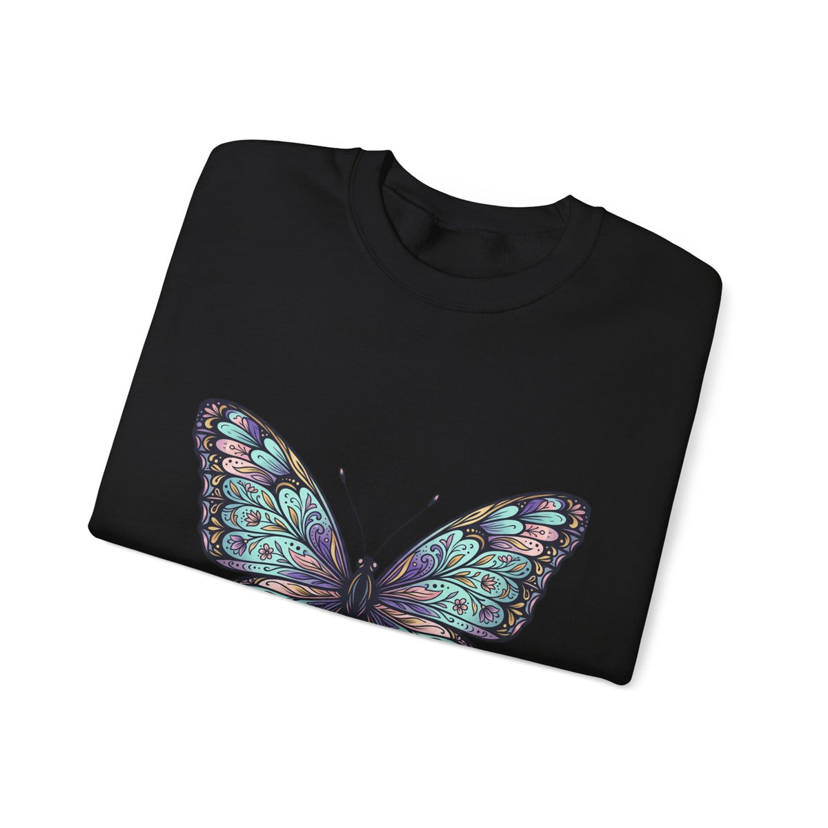 Butterfly Crewneck Sweatshirt – Teal Purple Watercolor Wing Design