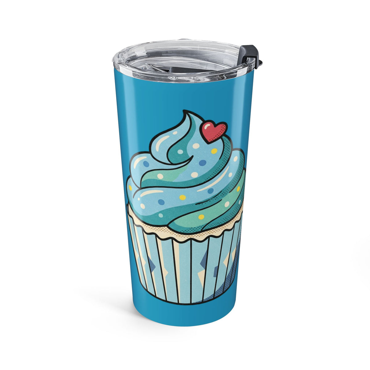 Blue Cupcake 20oz Tumbler Turquoise — Insulated Travel Cup with Cute Dessert Design