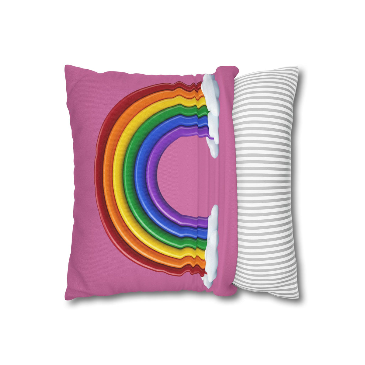 Rainbow Light Pink Spun Polyester Square Pillowcase