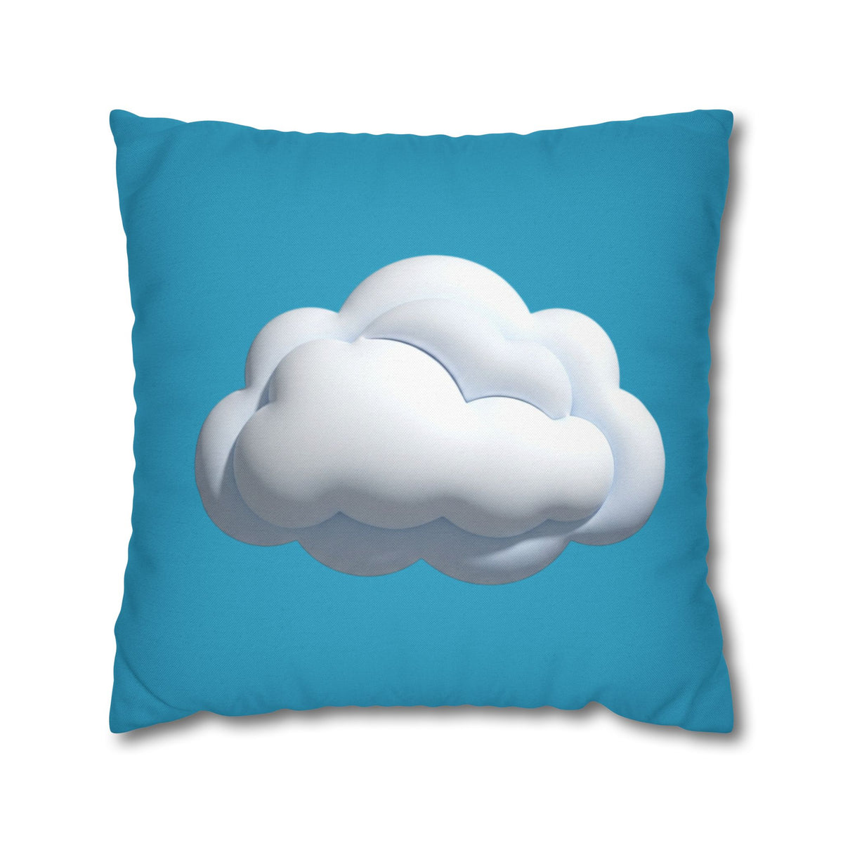 Cloud Print Turquoise Pillowcase – Cute White Cloud on Blue Decorative Throw Pillow Cover