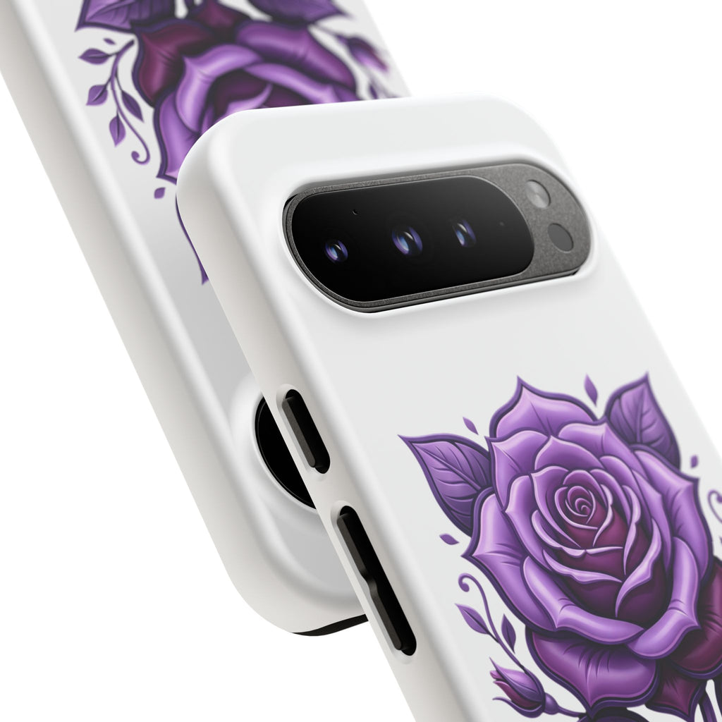 Purple Rose Tough Phone Case — Floral Protective Phone Cover