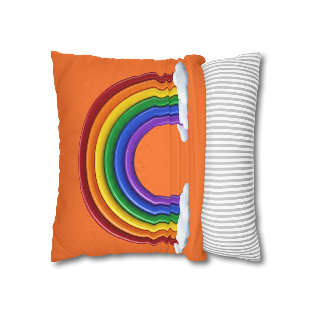 Rainbow Orange Spun Polyester Square Pillowcase