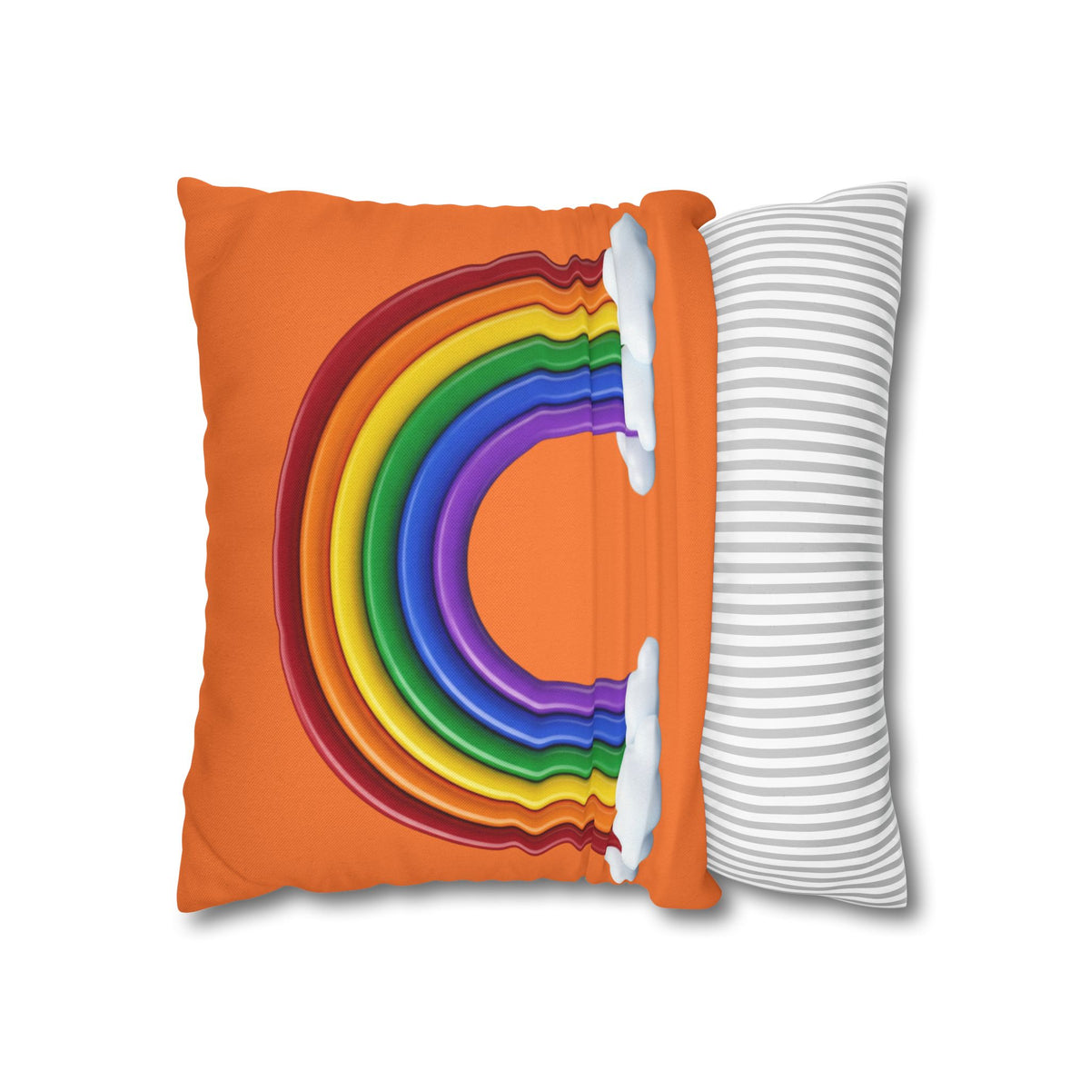 Rainbow Orange Spun Polyester Square Pillowcase