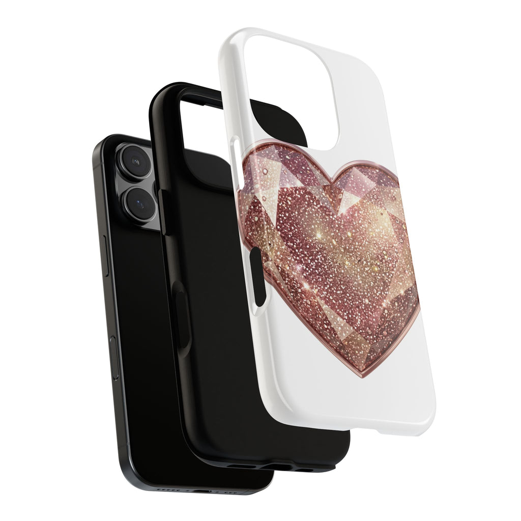 Rose Gold Glitter Crystal Heart Phone Case