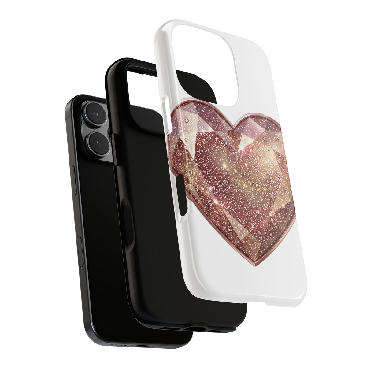 Rose Gold Glitter Crystal Heart Phone Case