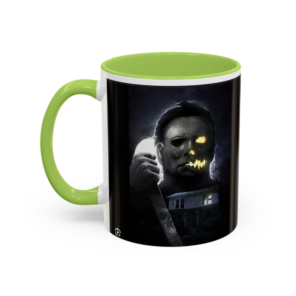 Halloween Michael Myers Accent Coffee Mug — Spooky Horror Movie Jack-O'-Lantern Face (11/15oz)
