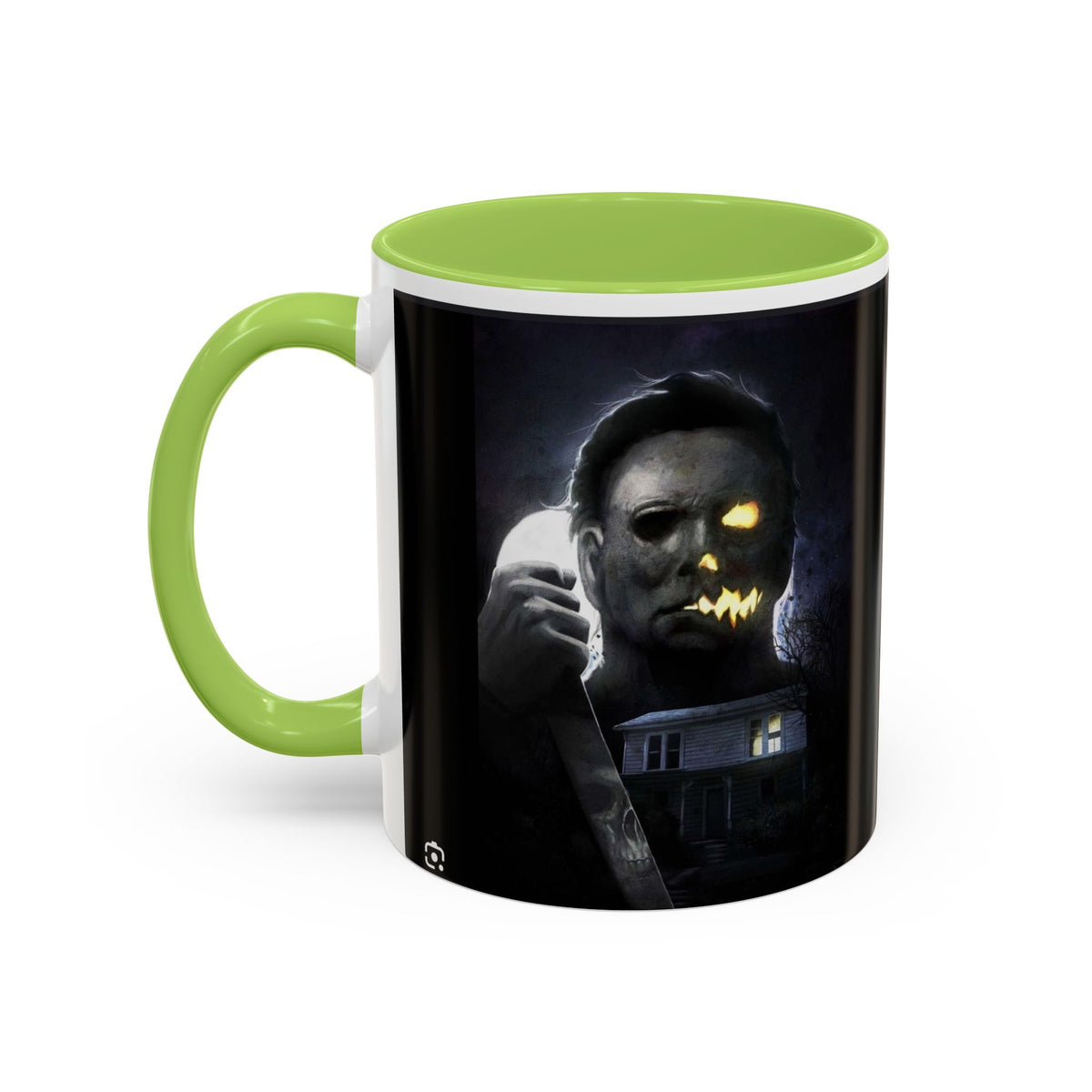 Halloween Michael Myers Accent Coffee Mug — Spooky Horror Movie Jack-O'-Lantern Face (11/15oz)