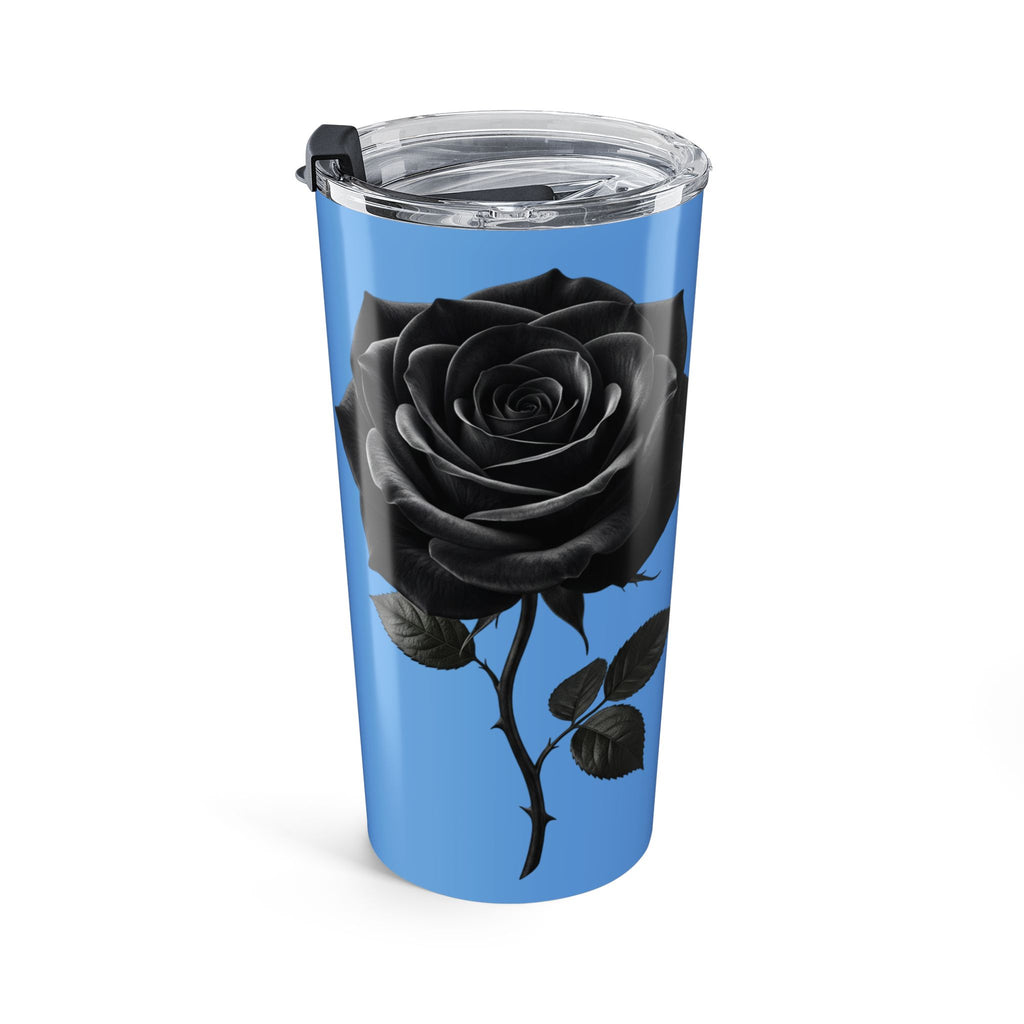 Black Rose 20oz Tumbler — Light Blue Floral Travel Mug