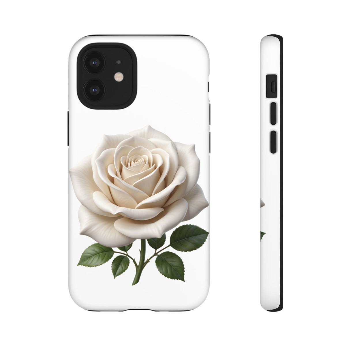 White Rose Tough Phone Case – Elegant Floral Protective Cover