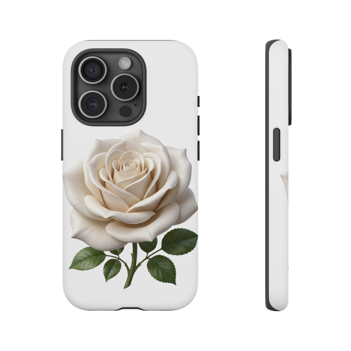 White Rose Tough Phone Case – Elegant Floral Protective Cover