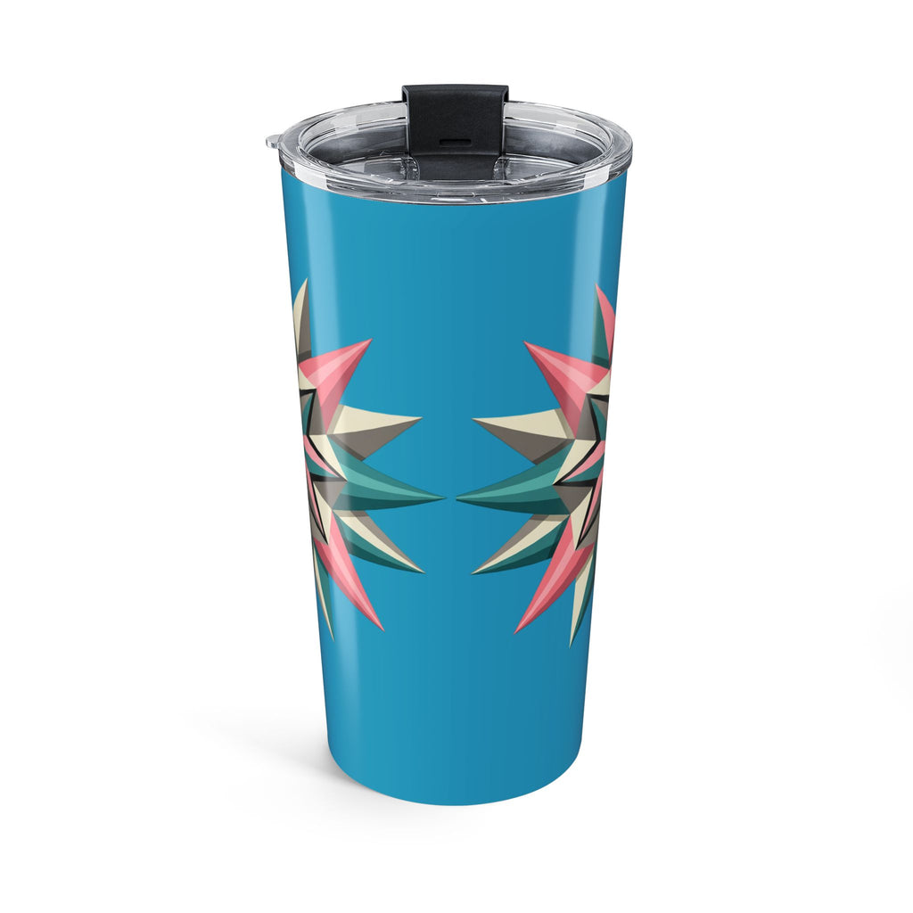 Geometric Starburst 20oz Tumbler — Blue Floral Pattern Stainless Travel Cup