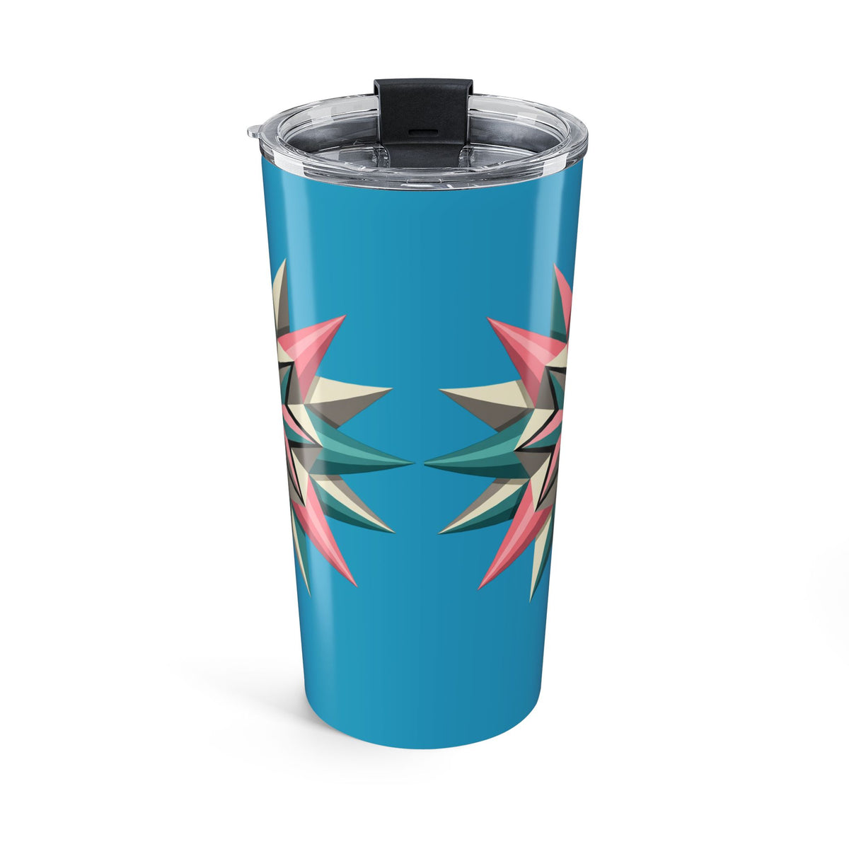 Geometric Starburst 20oz Tumbler — Blue Floral Pattern Stainless Travel Cup