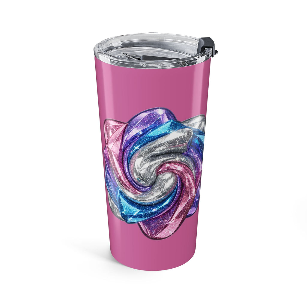 20oz Pink Glitter Rose Tumbler Light Pink — Insulated Travel Cup with Iridescent Floral Design