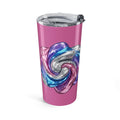 20oz Pink Glitter Rose Tumbler Light Pink — Insulated Travel Cup with Iridescent Floral Design