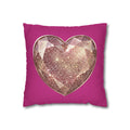 Sparkling Rose Gold Heart Throw Pillowcase- Magenta