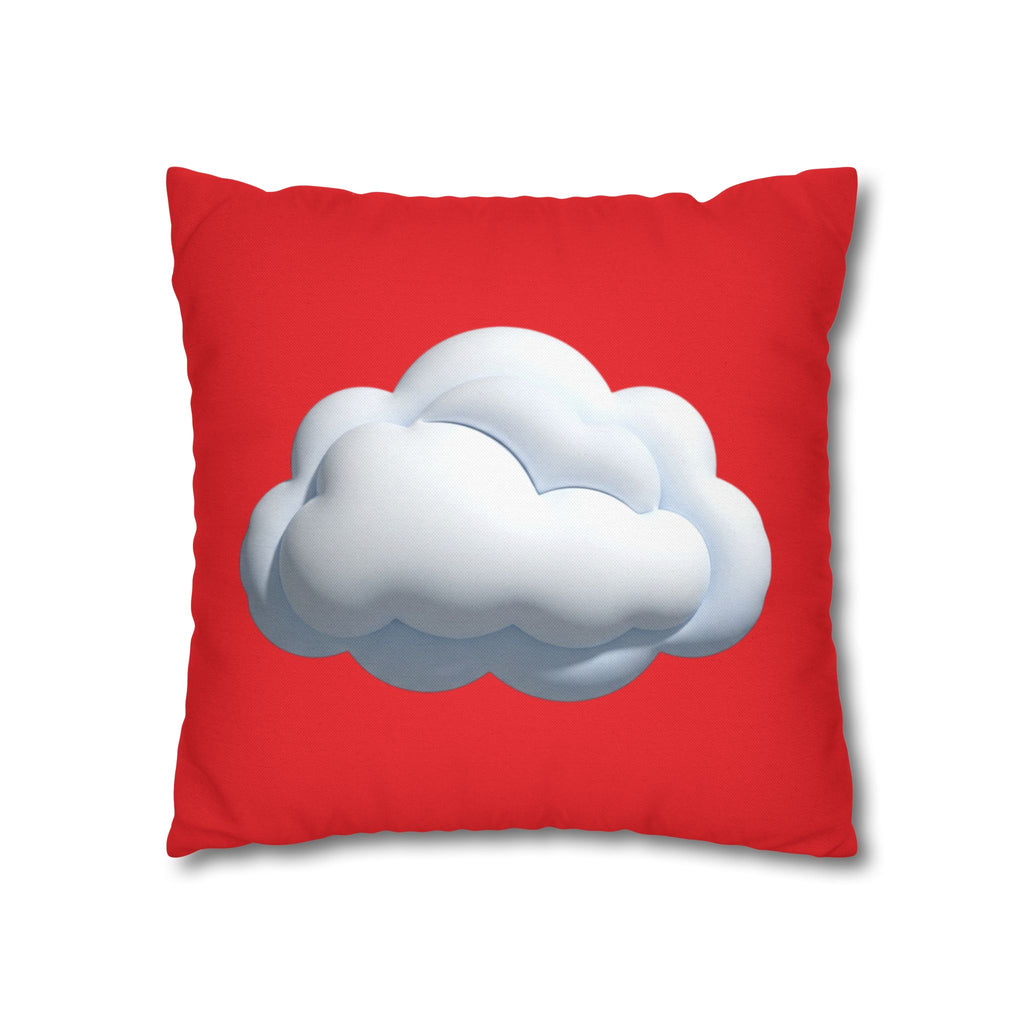 Cloud Graphic Red Pillowcase — Red Cute Cloud Decor