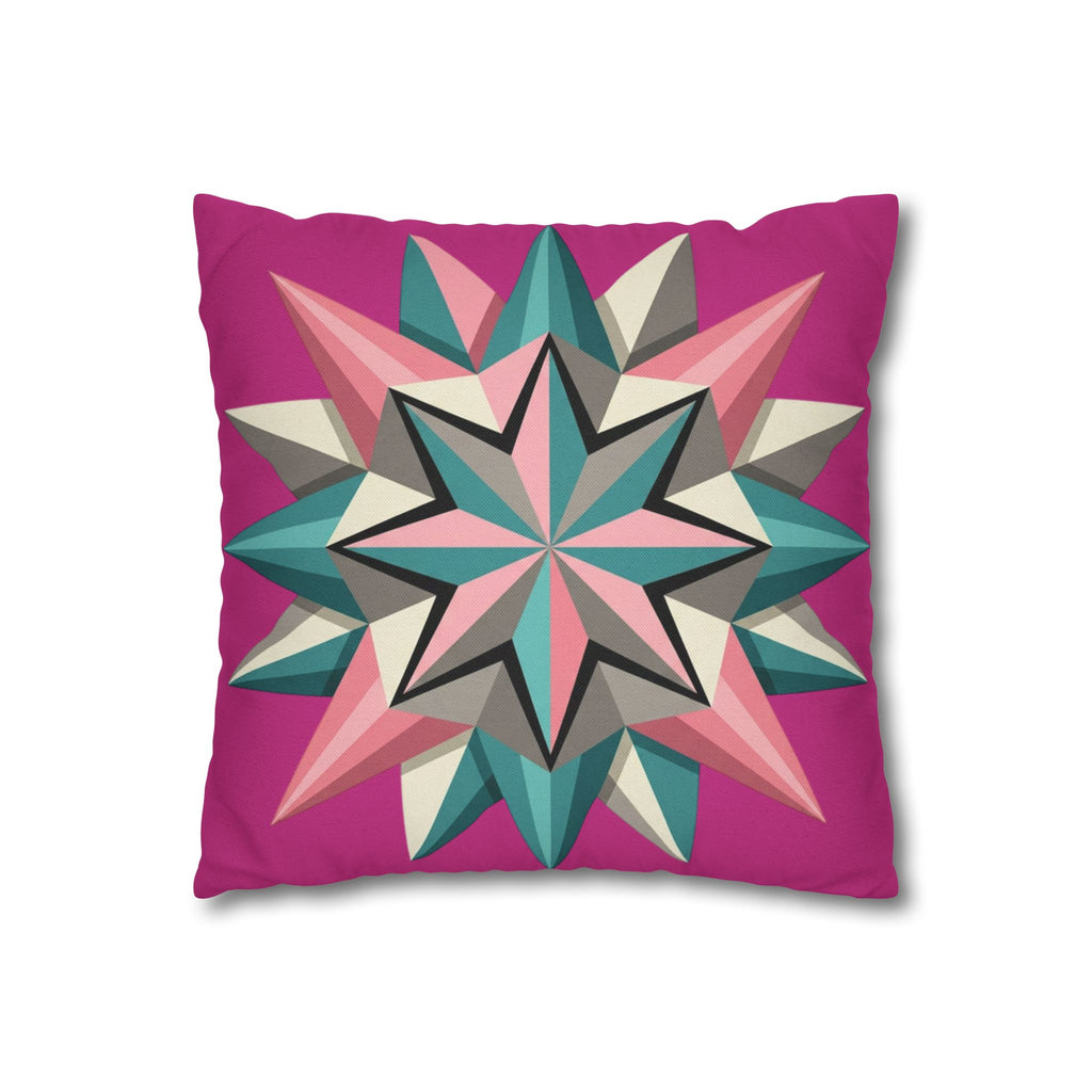 Geometric Starburst Throw Pillowcase — Pink Teal Modern Decorative Cushion Cover