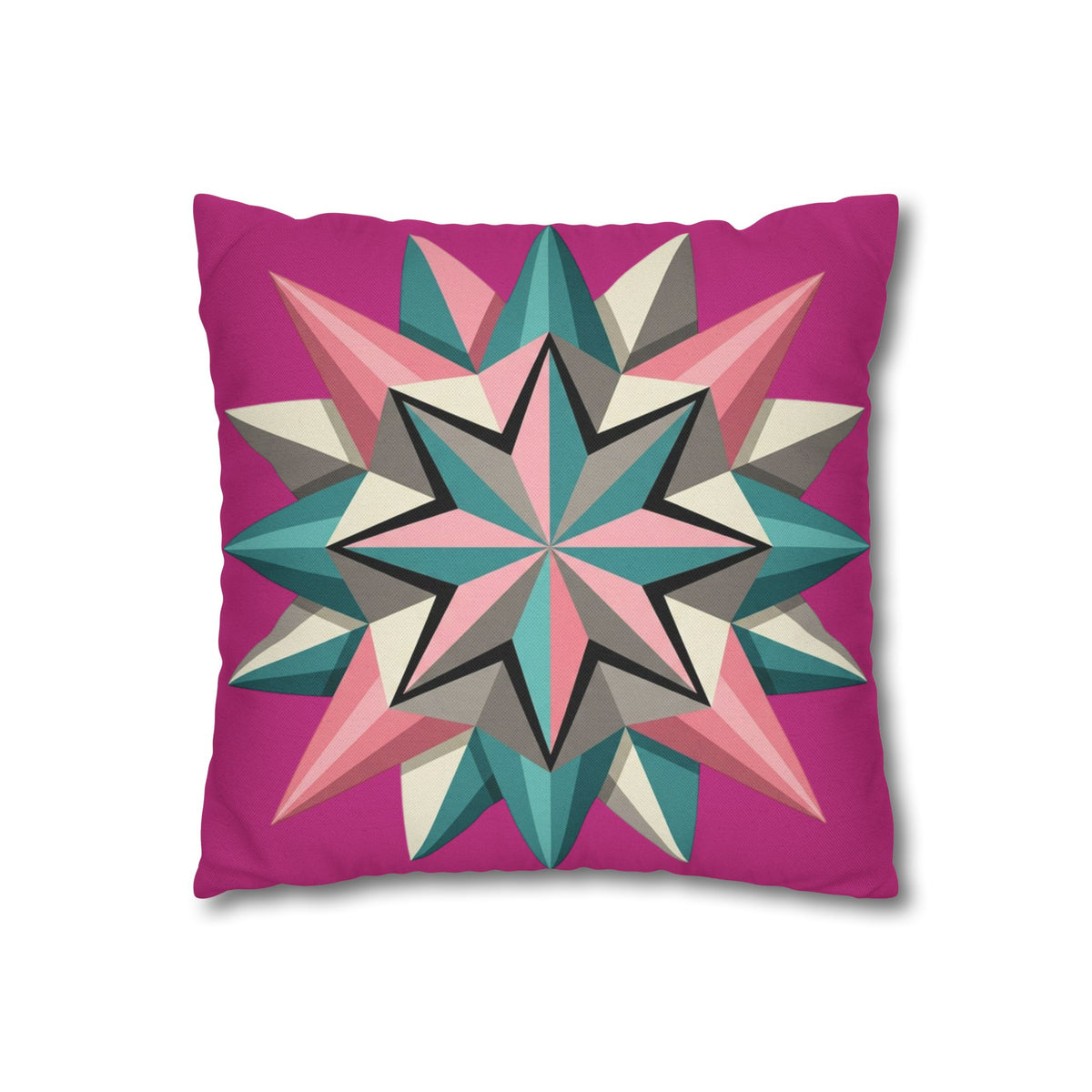 Geometric Starburst Throw Pillowcase — Pink Teal Modern Decorative Cushion Cover